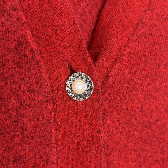 Talbots Sweater Womens Medium Petite Button Front Cardigan Pearl Detail Pockets - Picture 2 of 8